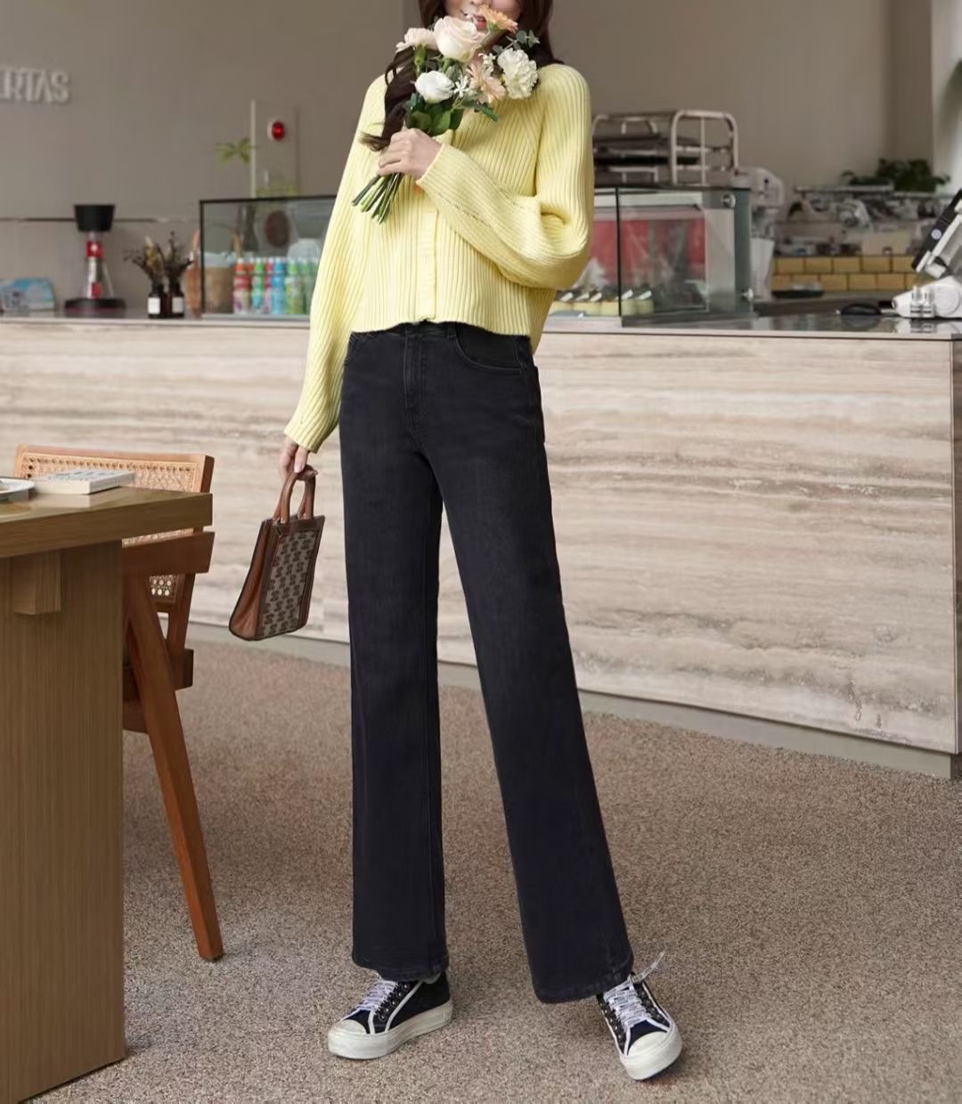 UB 40東大門㊣實拍女裝新款職業時尚推薦人氣熱賣牛仔褲加絨UB 40牛仔褲