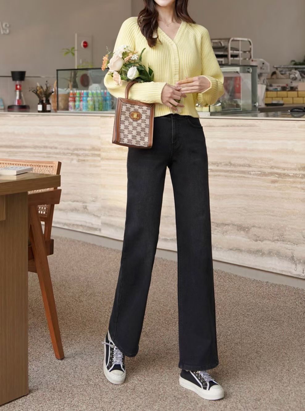 UB 40東大門㊣實拍女裝新款職業時尚推薦人氣熱賣牛仔褲加絨UB 40牛仔褲圖色1