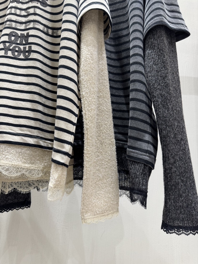 FRANC—L韓國直郵㊣女士新款真品時尚休閑長袖T恤假兩件條紋FRANC長袖T恤