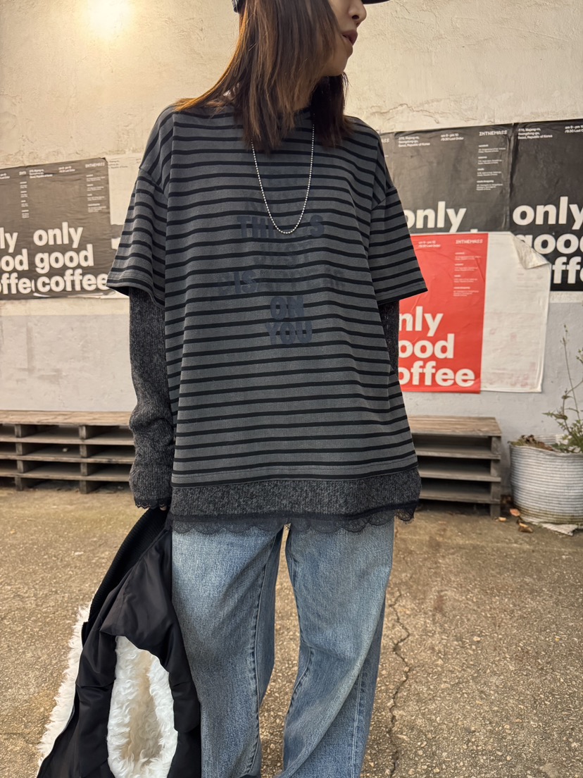 FRANC—L韓國直郵㊣女士新款真品時尚休閑長袖T恤假兩件條紋FRANC長袖T恤圖色2