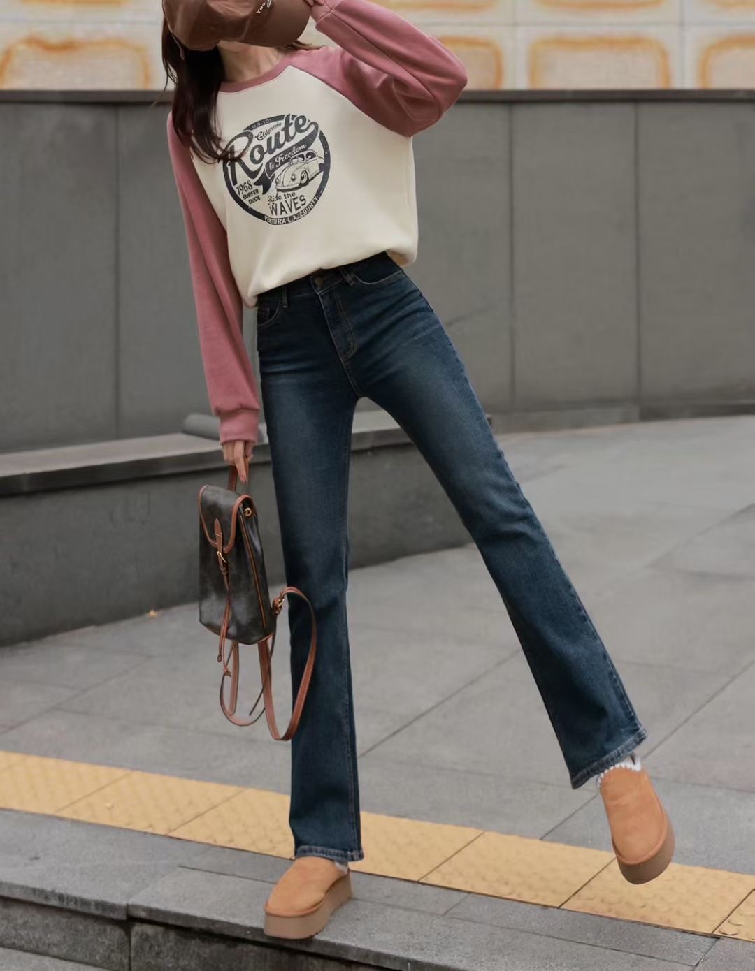 UB 40東大門㊣實拍女裝新品休閑人氣熱賣時尚真品牛仔褲加絨UB 40牛仔褲