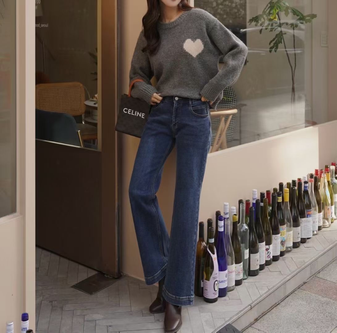 UB 40東大門㊣代購女裝新款休閑25秋冬真品推薦牛仔褲加絨UB 40牛仔褲圖色1