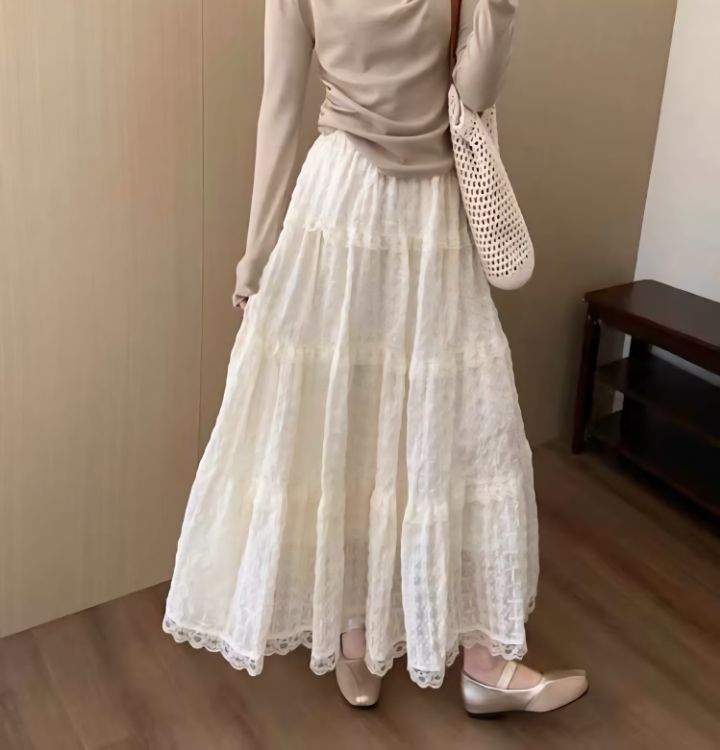 FEMME東大門㊣實拍女士新品休閑25秋冬真品推薦熱賣長裙蕾絲FEMME長裙圖色1