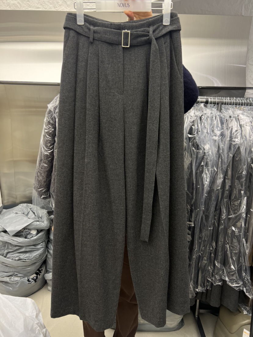 NOVUS東大門㊣代購女裝新品熱賣推薦25秋冬休閑褲含腰帶羊毛NOVUS休閑褲圖色2
