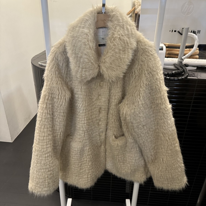 EGG東大門㊣代購女士新款推薦休閑時尚人氣職業25秋冬短款大衣EGG-訂貨周期長短款大衣圖色2米色