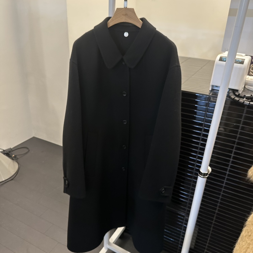 EGG東大門㊣實拍女士新款25秋冬職業休閑時尚推薦中長款大衣EGG-訂貨周期長中長款大衣圖色2黑色