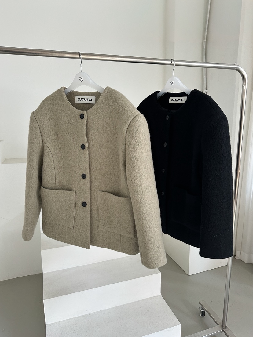 OATMEAL東大門㊣直郵女裝新款推薦人氣熱賣休閑短款大衣羊駝OATMEAL短款大衣