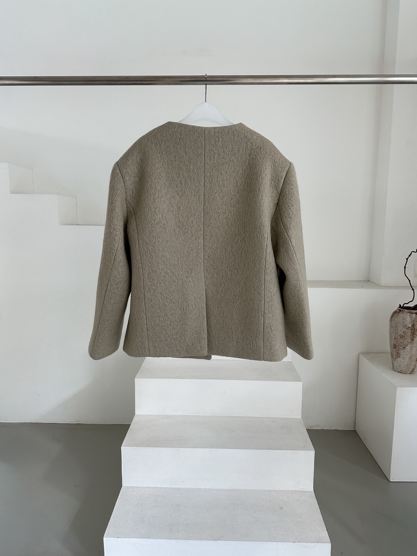 OATMEAL東大門㊣直郵女裝新款推薦人氣熱賣休閑短款大衣羊駝OATMEAL短款大衣