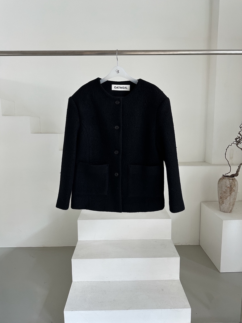 OATMEAL東大門㊣直郵女裝新款推薦人氣熱賣休閑短款大衣羊駝OATMEAL短款大衣圖色2