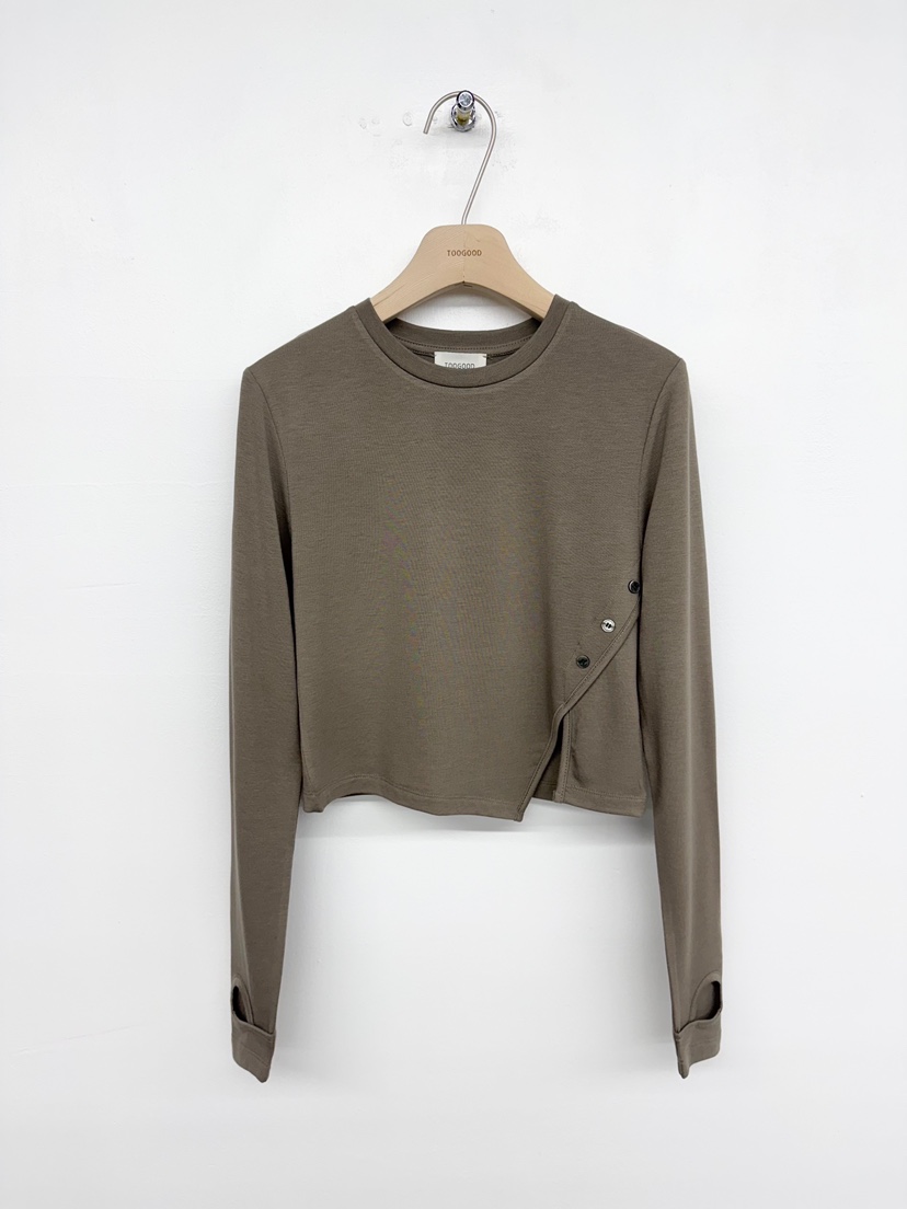 TOOGOOD韓國直郵㊣女士新款推薦熱賣休閑職業人氣長袖T恤紐扣TOOGOOD長袖T恤圖色3