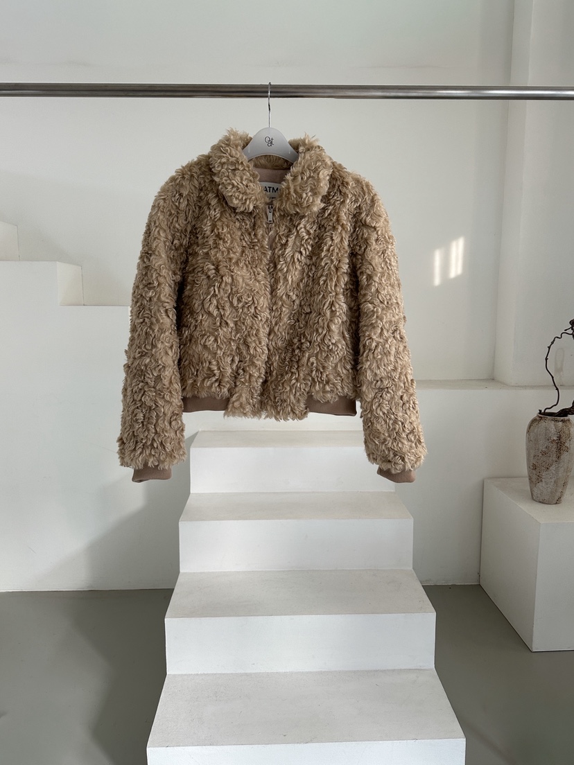 OATMEAL東大門㊣實拍女士新品推薦人氣休閑時尚短款大衣毛皮OATMEAL短款大衣圖色1