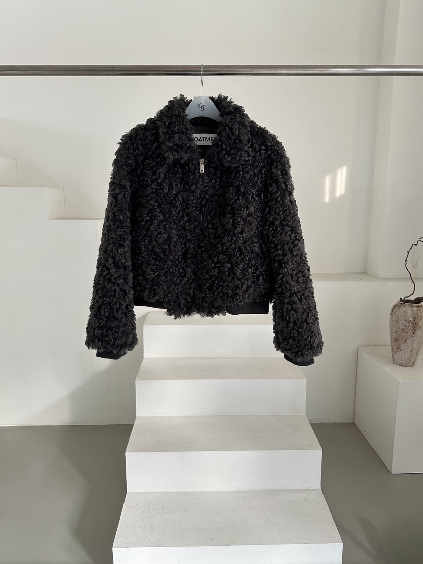 OATMEAL東大門㊣實拍女士新品推薦人氣休閑時尚短款大衣毛皮OATMEAL短款大衣圖色2