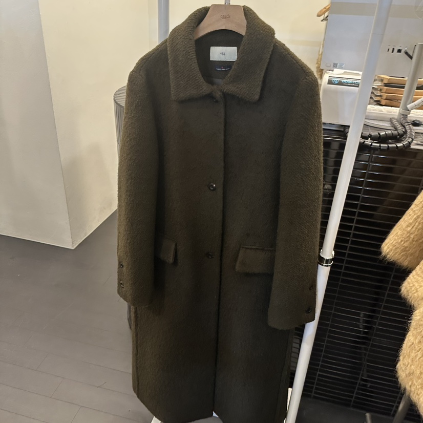 EGG韓國直郵㊣女士新品人氣推薦25秋冬時尚熱賣中長款大衣羊駝EGG-訂貨周期長中長款大衣圖色3棕色