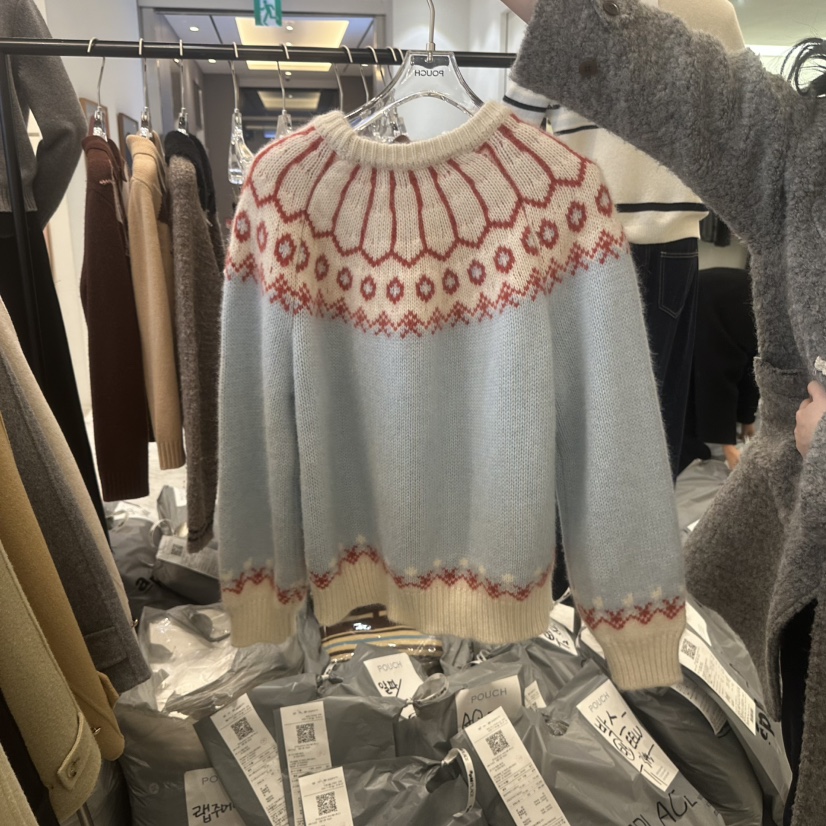 POUCH韓國直郵㊣女裝新品推薦時尚25秋冬休閑人氣熱賣針織衫POUCH針織衫