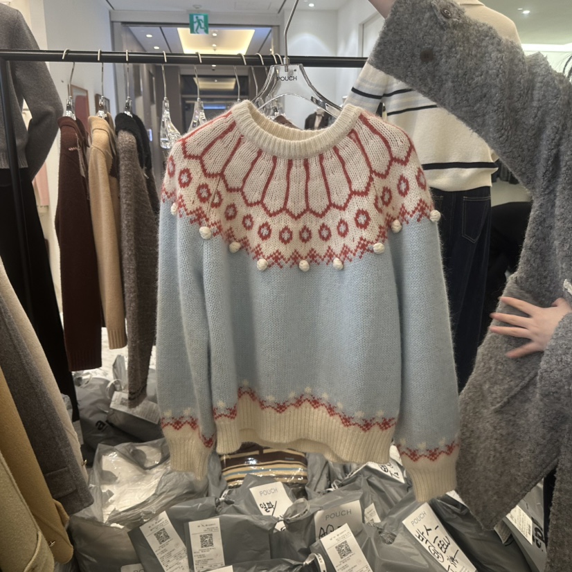 POUCH韓國直郵㊣女裝新品推薦時尚25秋冬休閑人氣熱賣針織衫POUCH針織衫圖色1