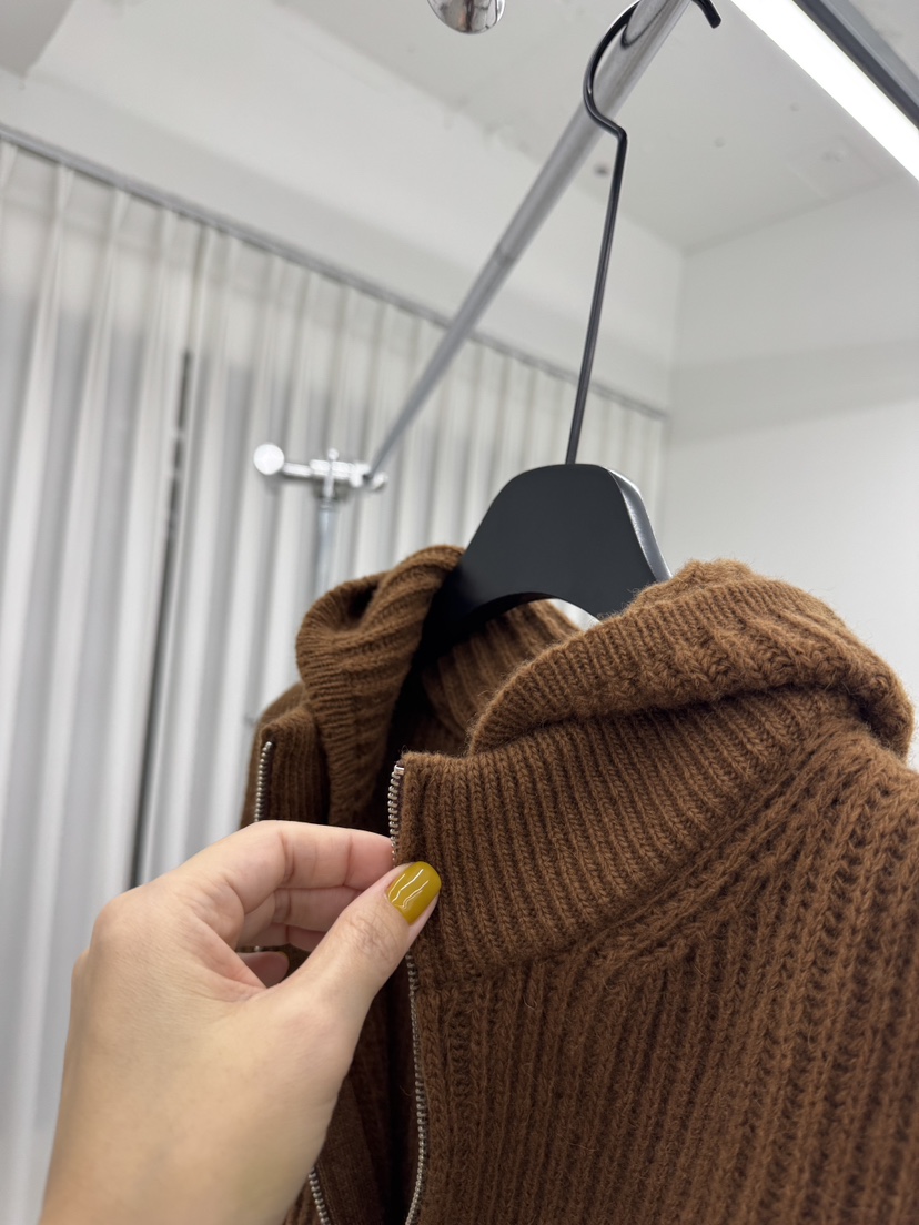 RED-A東大門㊣直郵女裝新款25秋冬人氣針織衫拉鏈保暖連帽RED-A針織衫