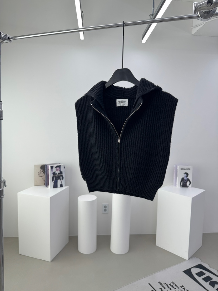 RED-A東大門㊣直郵女裝新款25秋冬人氣針織衫拉鏈保暖連帽RED-A針織衫圖色4