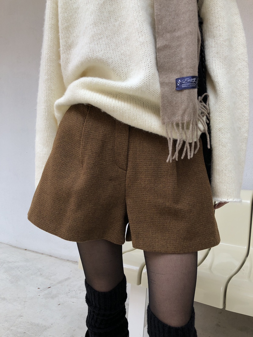 B_GARDER東大門㊣直郵女裝新品人氣熱賣時尚短褲華夫格羊毛B.GARDER短褲