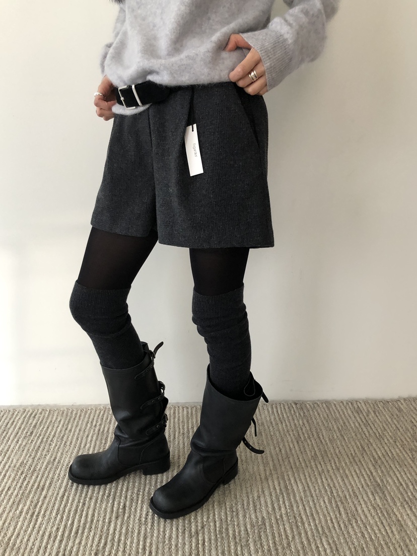 B_GARDER東大門㊣直郵女裝新品人氣熱賣時尚短褲華夫格羊毛B.GARDER短褲