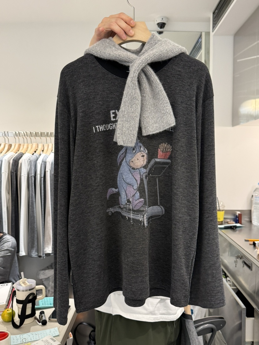 MONE-A韓國直郵㊣女士新款時尚職業熱賣休閑長袖T恤不含披肩MONE-A長袖T恤圖色1