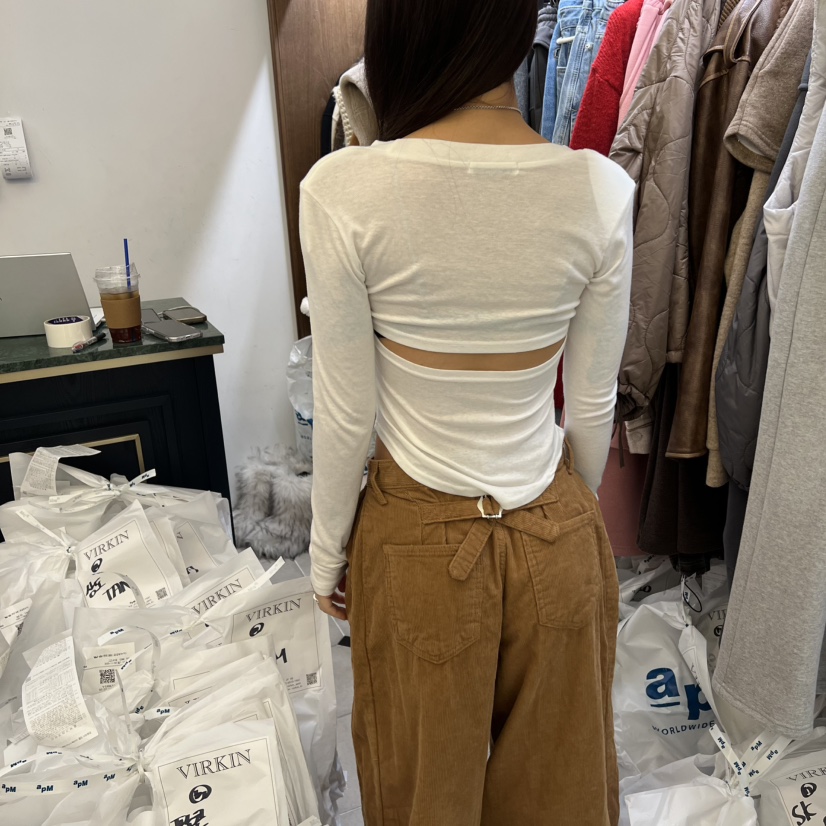 VIRKIN韓國代購㊣女裝新品休閑25秋冬職業熱賣推薦人氣長袖T恤VIRKIN長袖T恤