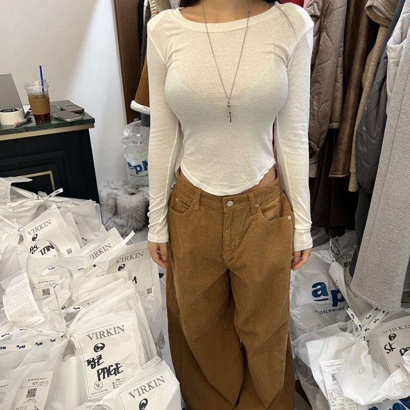 VIRKIN韓國代購㊣女裝新品休閑25秋冬職業熱賣推薦人氣長袖T恤VIRKIN長袖T恤圖色1