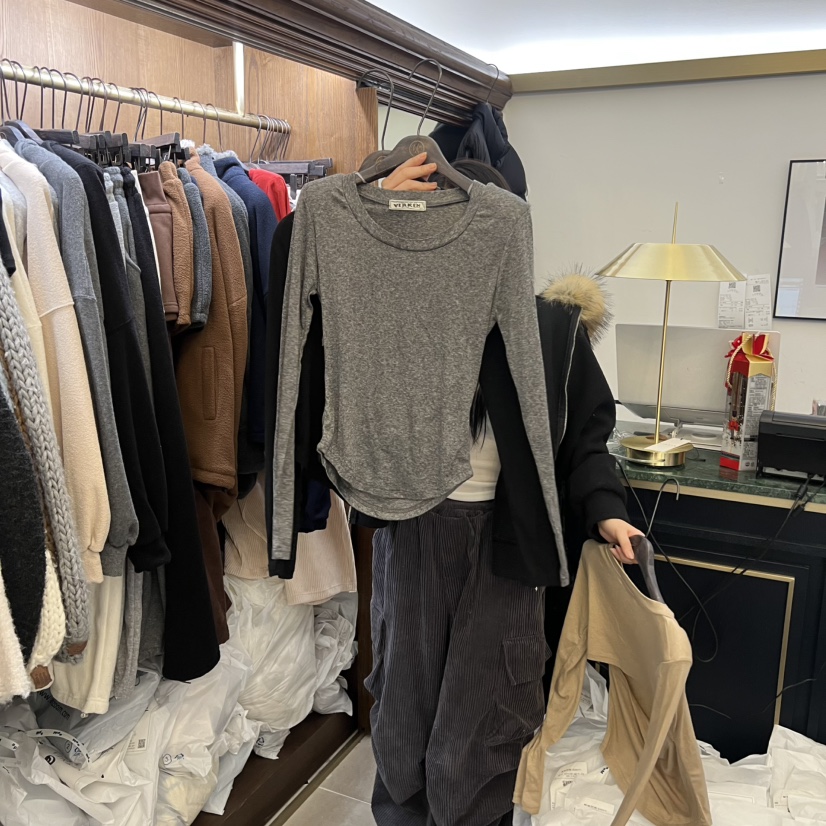 VIRKIN韓國代購㊣女裝新品休閑25秋冬職業熱賣推薦人氣長袖T恤VIRKIN長袖T恤圖色4