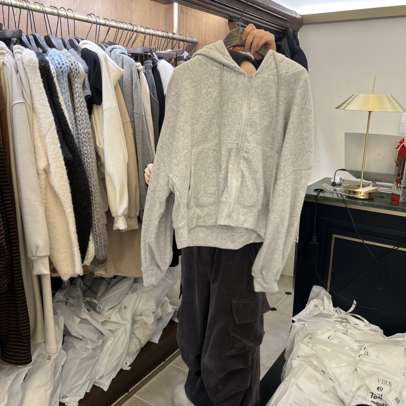 VIRKIN東大門㊣代購女士新品25秋冬時尚職業休閑人氣衛衣拉鏈VIRKIN衛衣圖色1