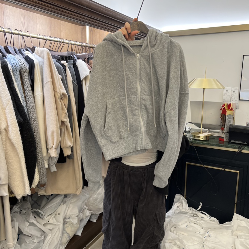 VIRKIN東大門㊣代購女士新品25秋冬時尚職業休閑人氣衛衣拉鏈VIRKIN衛衣圖色3