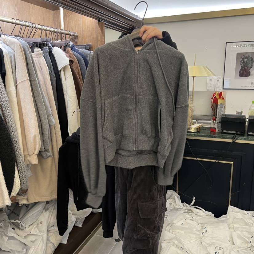 VIRKIN東大門㊣代購女士新品25秋冬時尚職業休閑人氣衛衣拉鏈VIRKIN衛衣圖色4