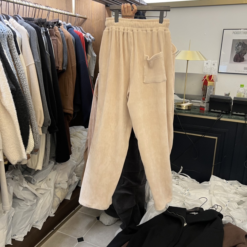 VIRKIN韓國代購㊣女裝新品熱賣時尚休閑職業推薦休閑褲絲絨褲VIRKIN休閑褲