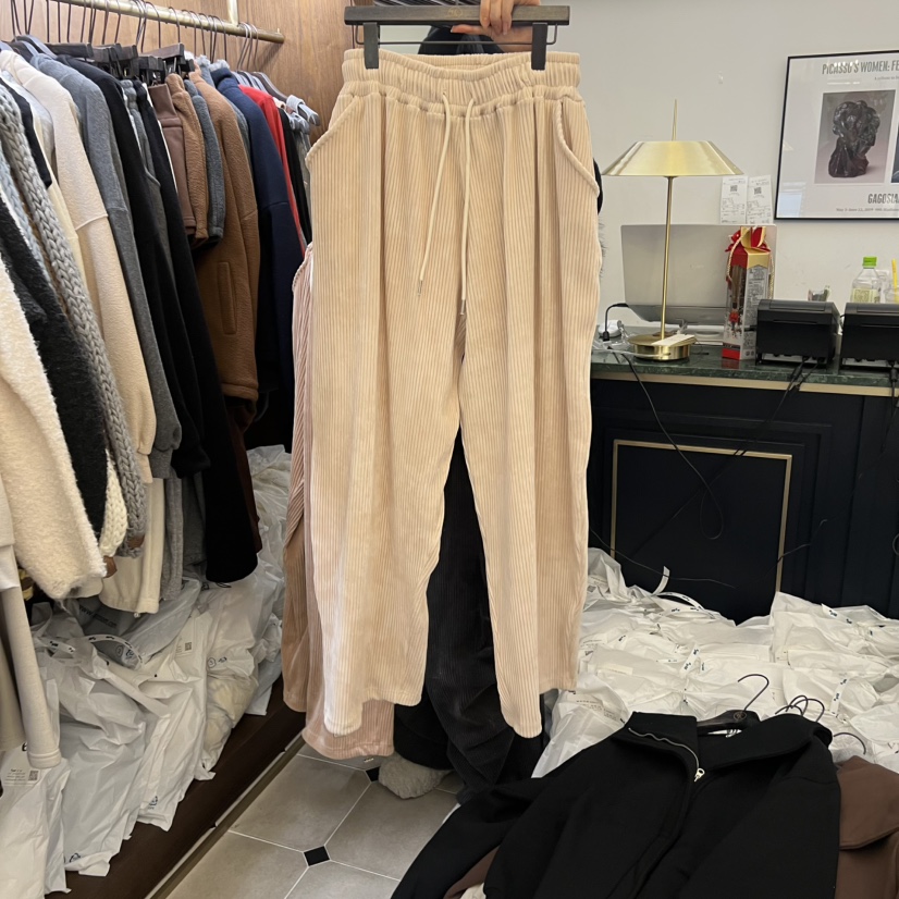 VIRKIN韓國代購㊣女裝新品熱賣時尚休閑職業推薦休閑褲絲絨褲VIRKIN休閑褲圖色1