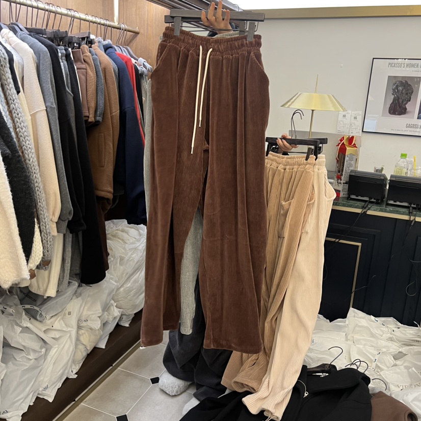 VIRKIN韓國代購㊣女裝新品熱賣時尚休閑職業推薦休閑褲絲絨褲VIRKIN休閑褲圖色2