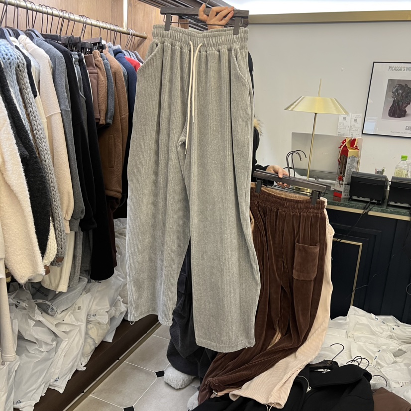 VIRKIN韓國代購㊣女裝新品熱賣時尚休閑職業推薦休閑褲絲絨褲VIRKIN休閑褲圖色3