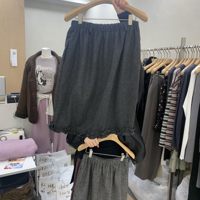 VILLABUTTON韓國直郵㊣女裝新品25秋冬職業半身裙中短裙羊毛VILLABUTTON半身裙/中短裙