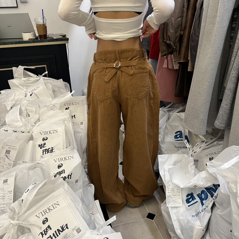 VIRKIN韓國代購㊣女裝新款推薦休閑25秋冬人氣熱賣休閑褲羊毛VIRKIN休閑褲