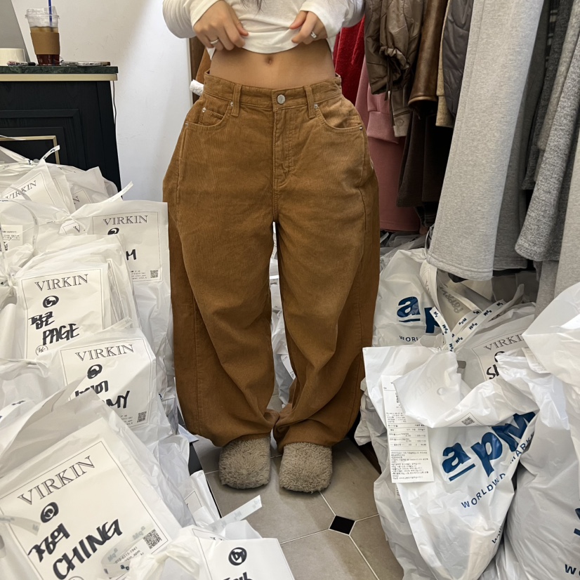 VIRKIN韓國代購㊣女裝新款推薦休閑25秋冬人氣熱賣休閑褲羊毛VIRKIN休閑褲圖色2