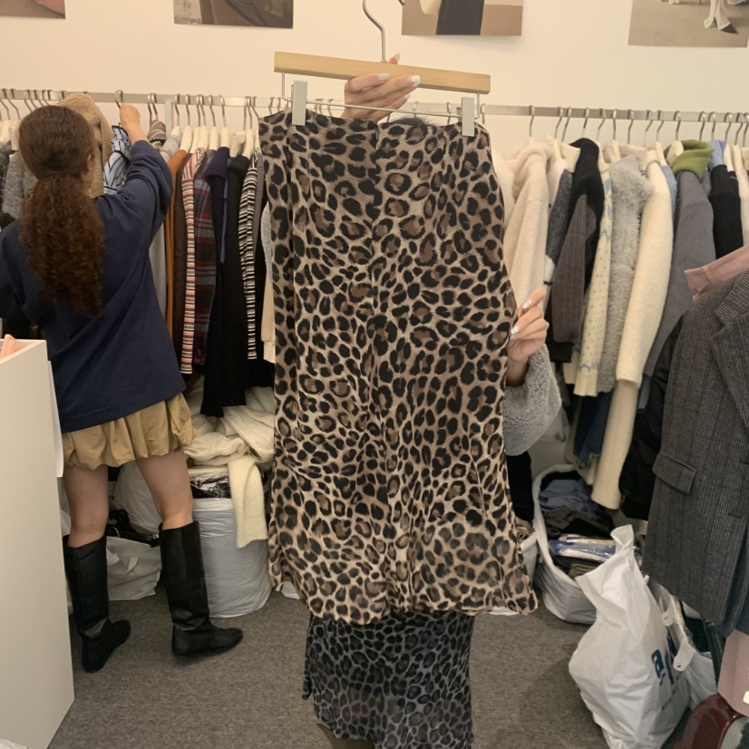 SALONDEMAG東大門㊣直郵女士新款人氣半身裙中短裙豹紋雪紡SALONDEMAG半身裙/中短裙