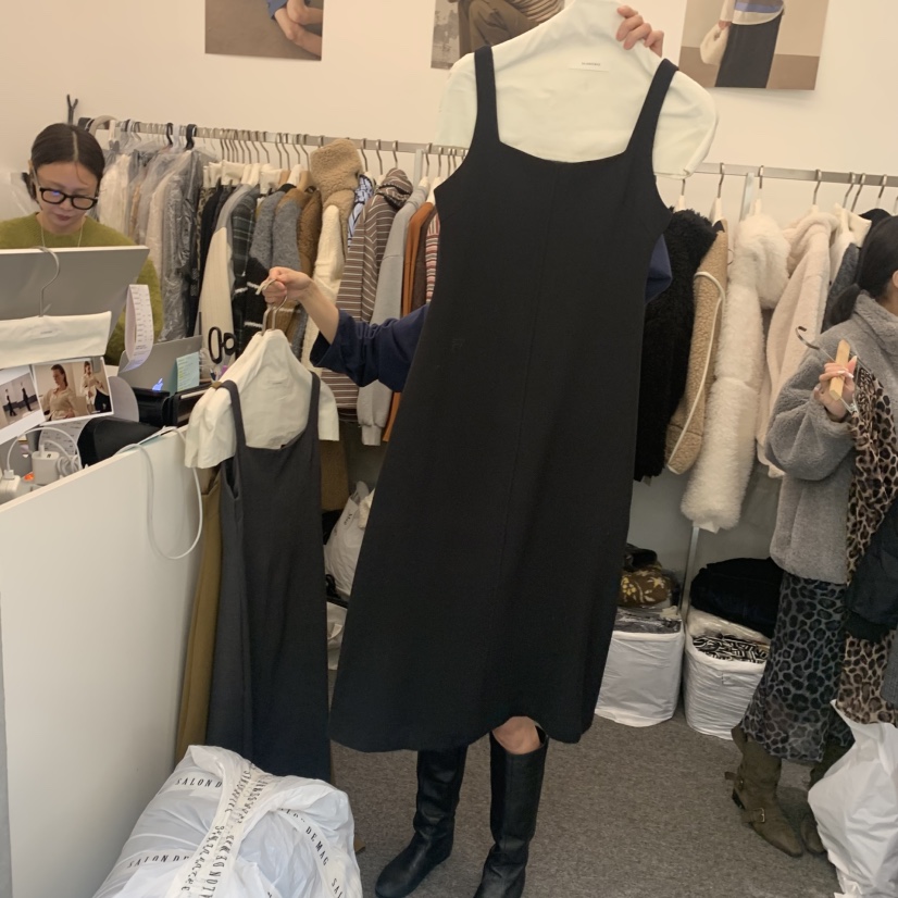 SALONDEMAG韓國代購㊣女裝新品25秋冬熱賣職業休閑連衣裙長款SALONDEMAG連衣裙圖色2