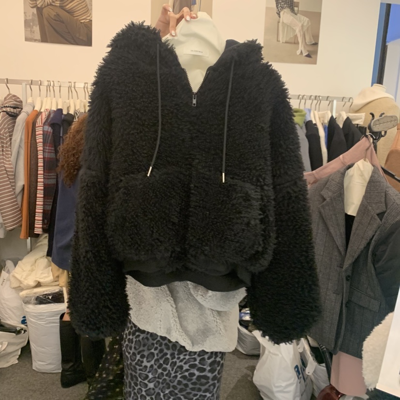 SALONDEMAG韓國代購㊣女裝新品人氣時尚休閑短款大衣泰迪熊SALONDEMAG短款大衣圖色1