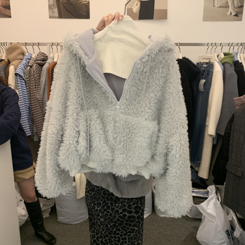 SALONDEMAG韓國代購㊣女裝新品人氣時尚休閑短款大衣泰迪熊SALONDEMAG短款大衣圖色3