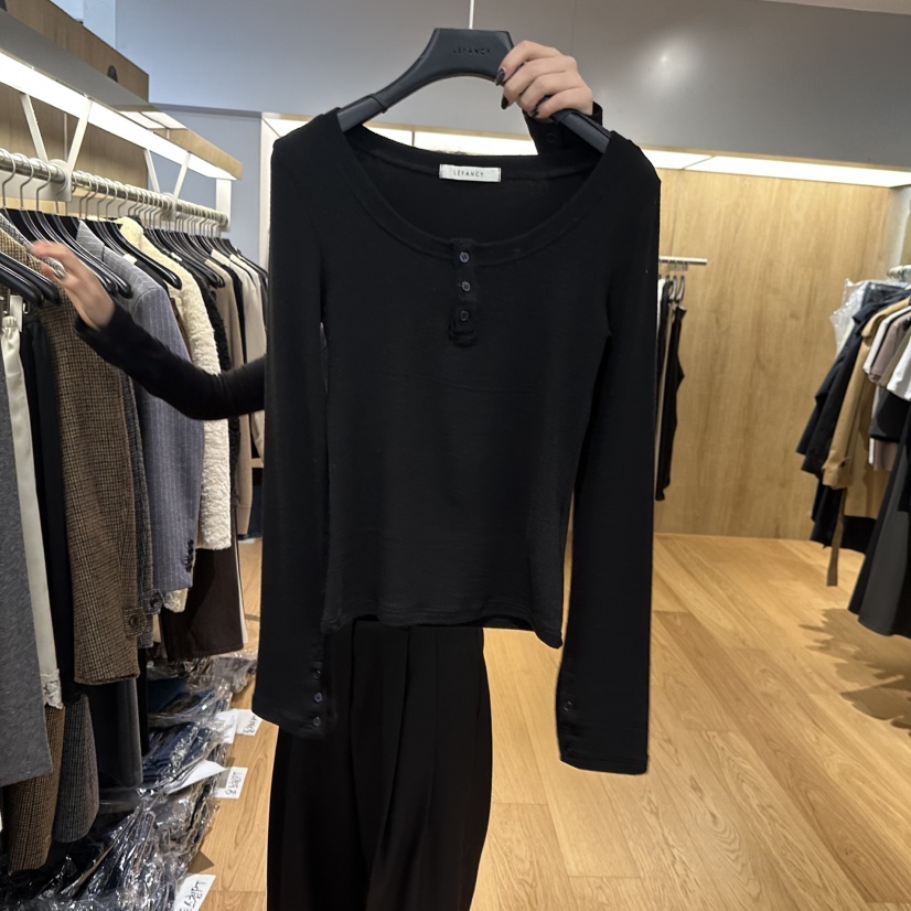 LEFANCY韓國代購㊣女裝新款人氣推薦熱賣時尚25秋冬長袖T恤LEFANCY長袖T恤圖色3