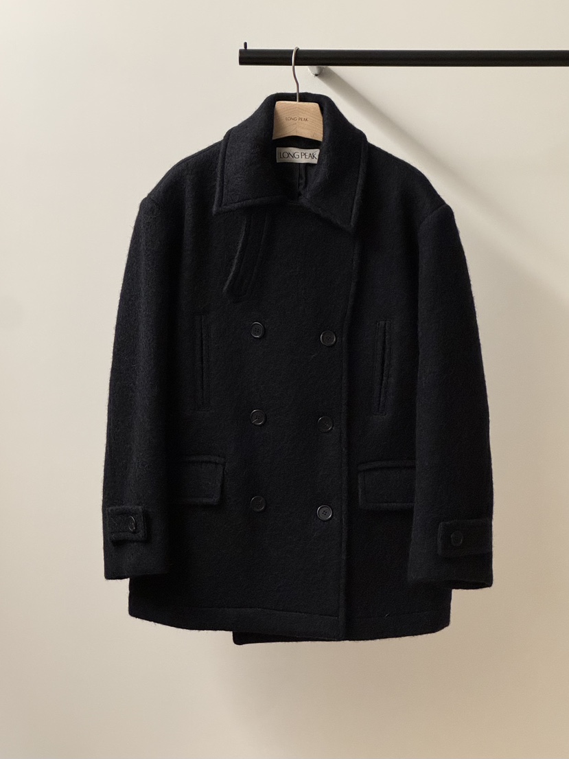 LONG PEAK韓國代購㊣女裝新品時尚職業休閑短款大衣羊駝毛LONG PEAK短款大衣圖色2