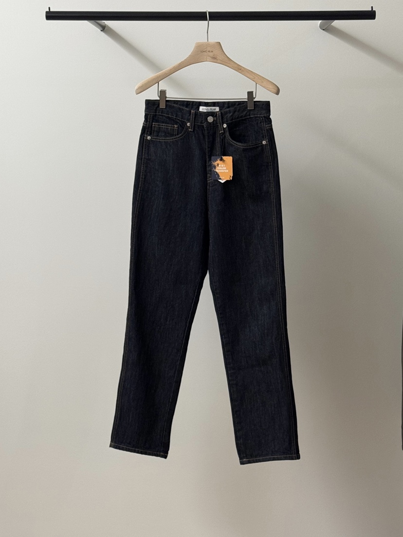 LONG PEAK韓國代購㊣女裝新品25秋冬職業時尚休閑牛仔褲加絨LONG PEAK牛仔褲圖色1