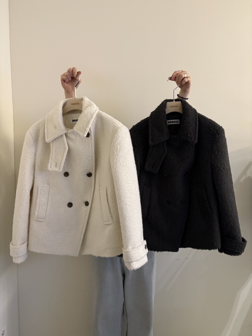 BALANCE韓國直郵㊣女士新品熱賣推薦人氣休閑短款大衣高領雙層BALANCE短款大衣