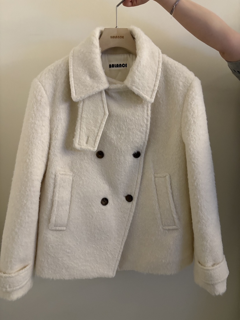 BALANCE韓國直郵㊣女士新品熱賣推薦人氣休閑短款大衣高領雙層BALANCE短款大衣圖色1