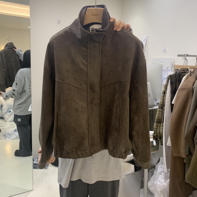 FLAUNT東大門㊣代購女裝新品職業推薦休閑人氣時尚夾克麂皮FLAUNT夾克圖色1