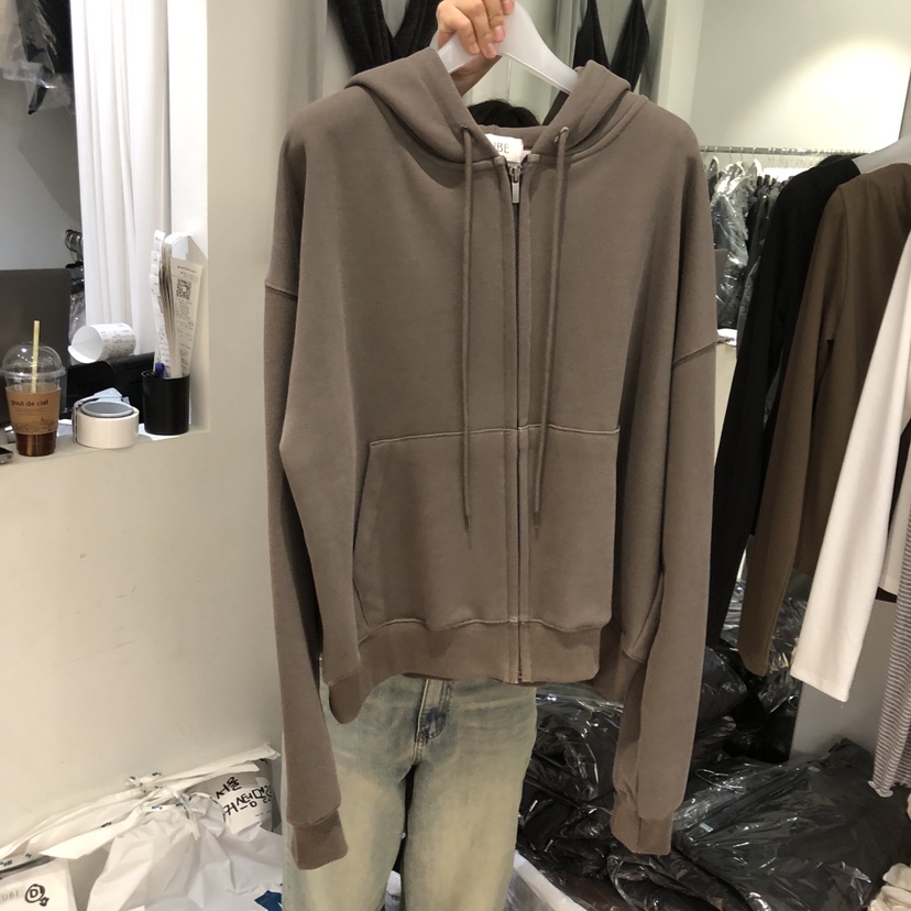 AUBE東大門㊣實拍女士新品熱賣休閑推薦人氣衛衣拉鏈加絨連帽AUBE衛衣圖色1