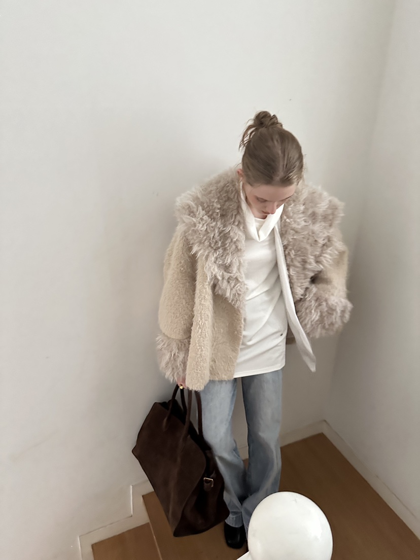 THEMORYPARK韓國代購㊣女裝新款休閑時尚25秋冬熱賣夾克皮草THE MORY PARK夾克