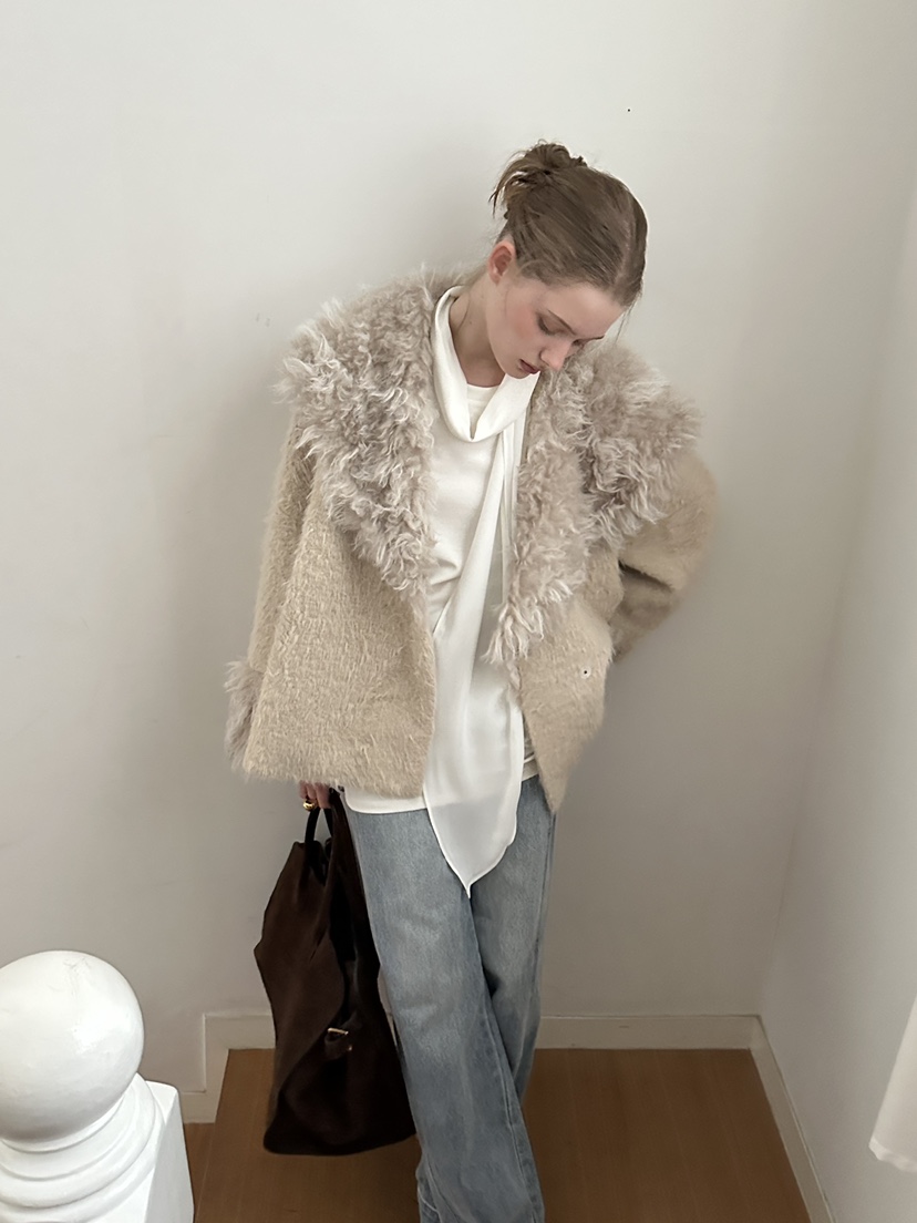 THEMORYPARK韓國代購㊣女裝新款休閑時尚25秋冬熱賣夾克皮草THE MORY PARK夾克